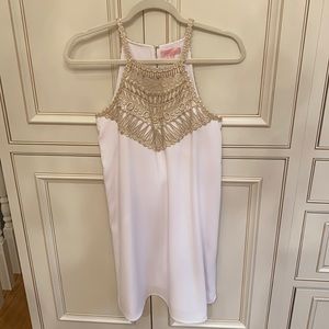 White and gold Lilly Pulitzer shift dress